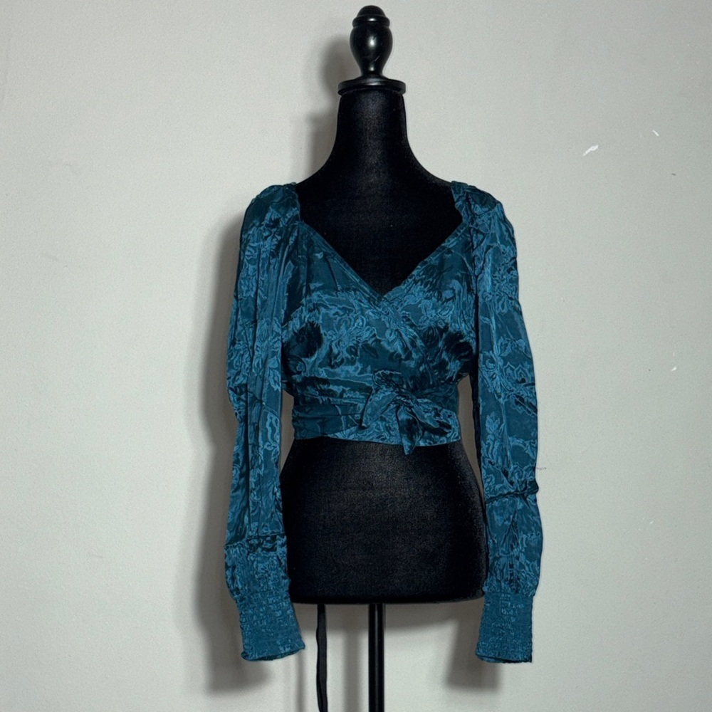 Band of the Free Teal Floral Blouse NWT